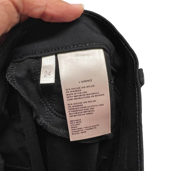 L'AGENCE Dean High‎ Rise Cigarette Jeans in Black Size 24 - Picture 10 of 12
